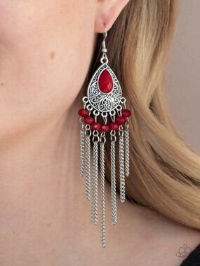 Paparazzi Jewelry Accessories - Floating On HEIR - Red Earrings - Vintage